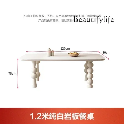 0 Tables et chaises de salle à manger de Style crème, plaque de pierre en bois massif, ensemble pour la maison