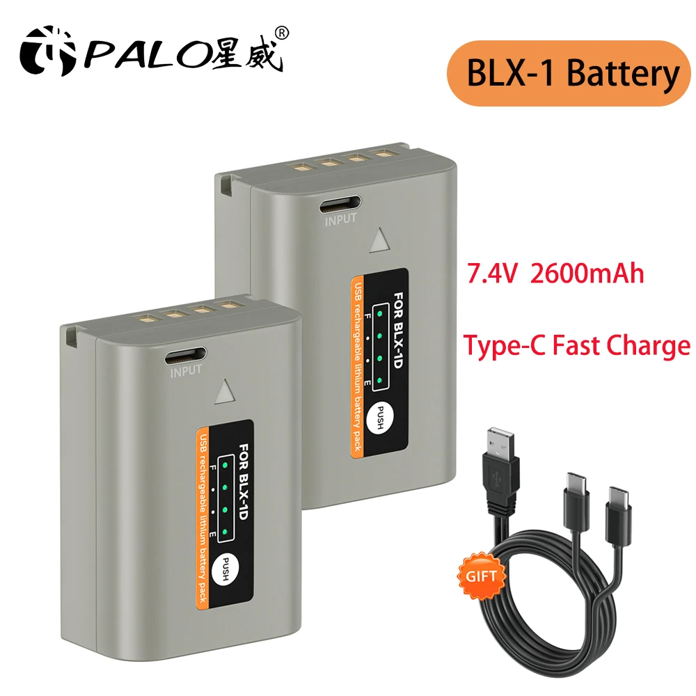 

2600mAh BLX-1 BLX1 Battery with Type C Fast Charging Port BLX 1 Rechargeable Batteries for Olympus Mirrorless OM-1 OM1 MARK II