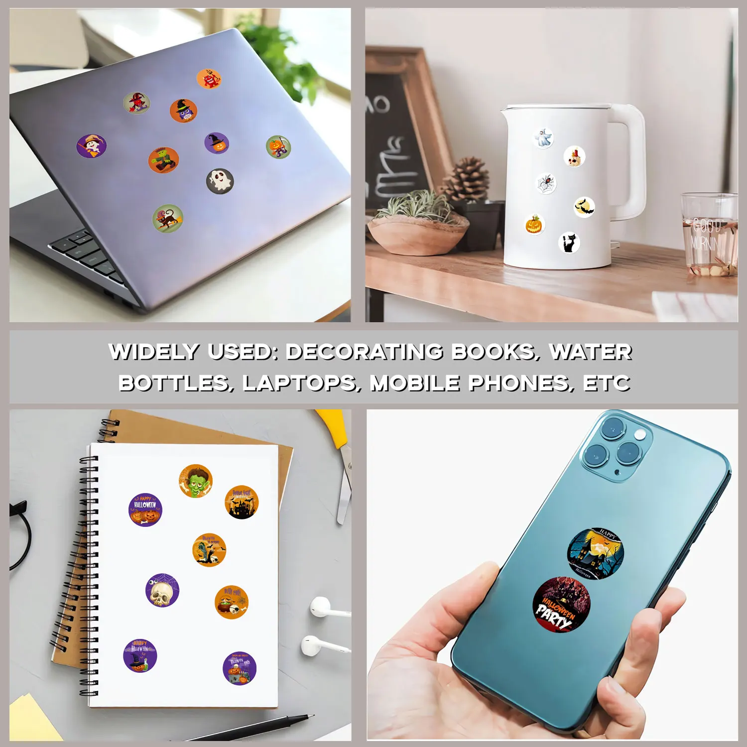 500 قطعة الكرتون المستديرة عيد الهالوين/جميع القديسين ملصقات 2.5 سنتيمتر/1 ''لفة DlY الحرفية الديكور سجل القصاصات التسمية هدية الختم