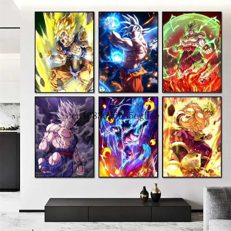 

Japan Classic Anime Dragon Ball HD Poster Goku Gohan Vegeta Piccolo Friza Retro Canvas Painting Print Wall Art Children Gifts