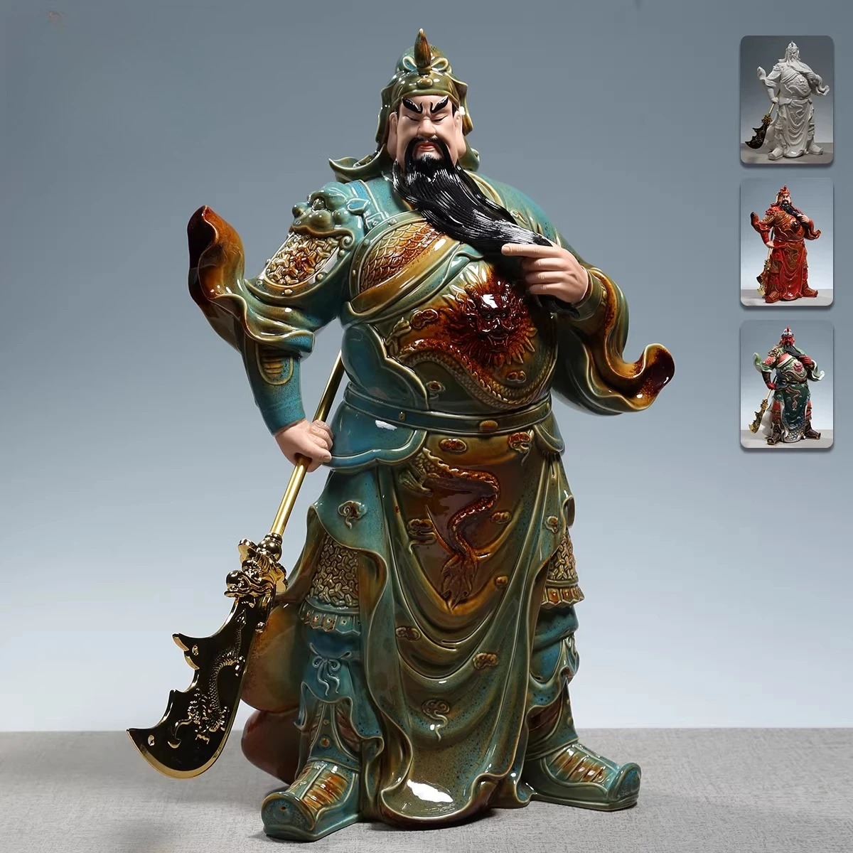 Ceramic 14 to 20 inch Guan Gong statue ornament, home dedication to the god of martial arts Guan Yu Hengli station Buddha statue