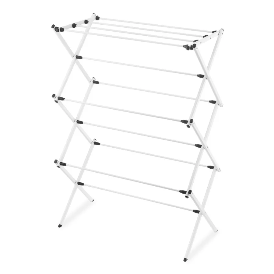 

Folding Metal Drying Rack for Lingerie, Sweater, Shirts White, Lightweight Space-Saving