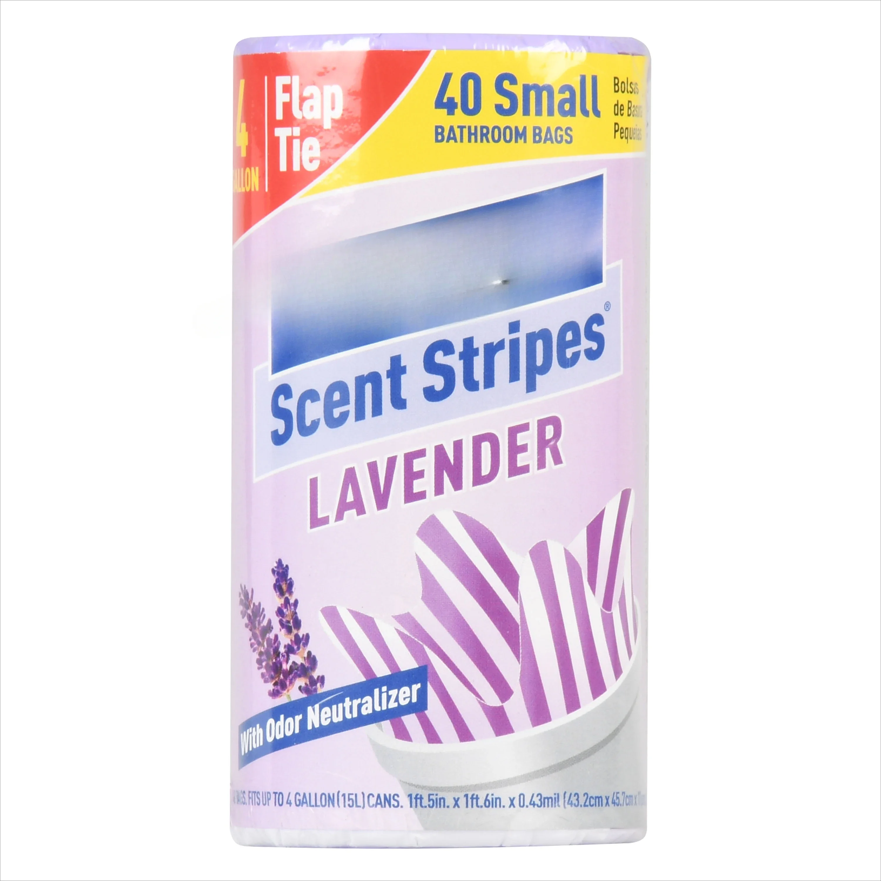 Kitchen Trash Bags 4 Gallon 40 Bags (Lavender Scent) Odor Neutralizer Flap Ties Lavendar/White for Use in The Bedroom Bathroom