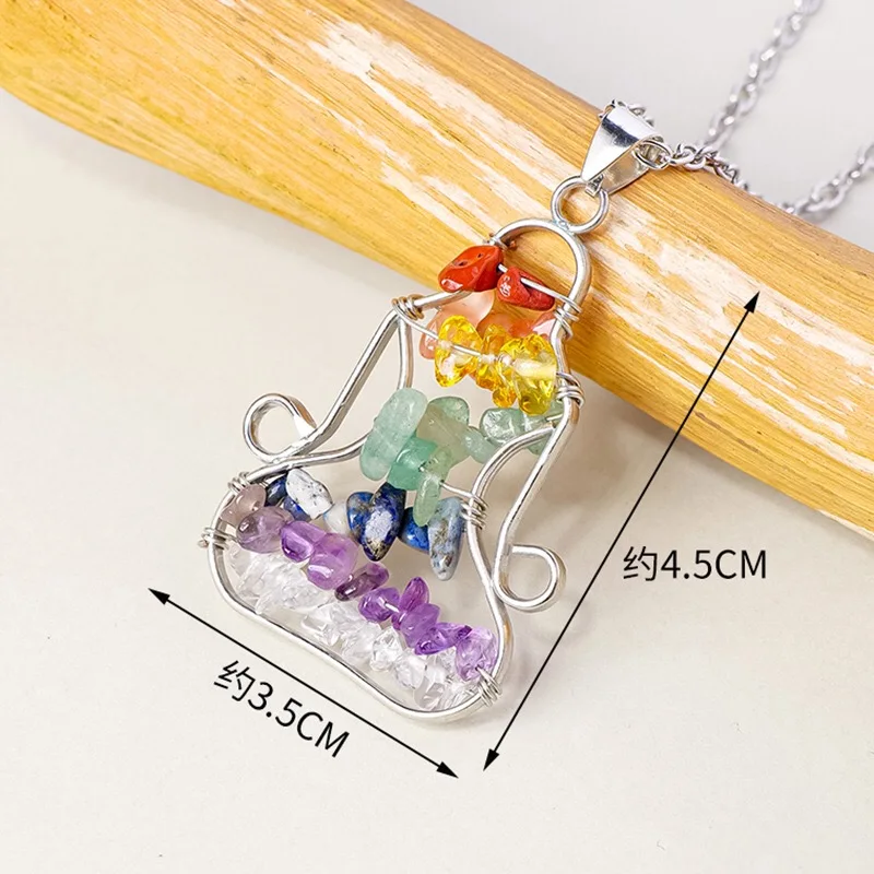 Nature Crystal Chips Jewerly Gemstone Necklace Pendant Seven Color Chackra Yoga Meditation Life Tree Healing Christmas Gift