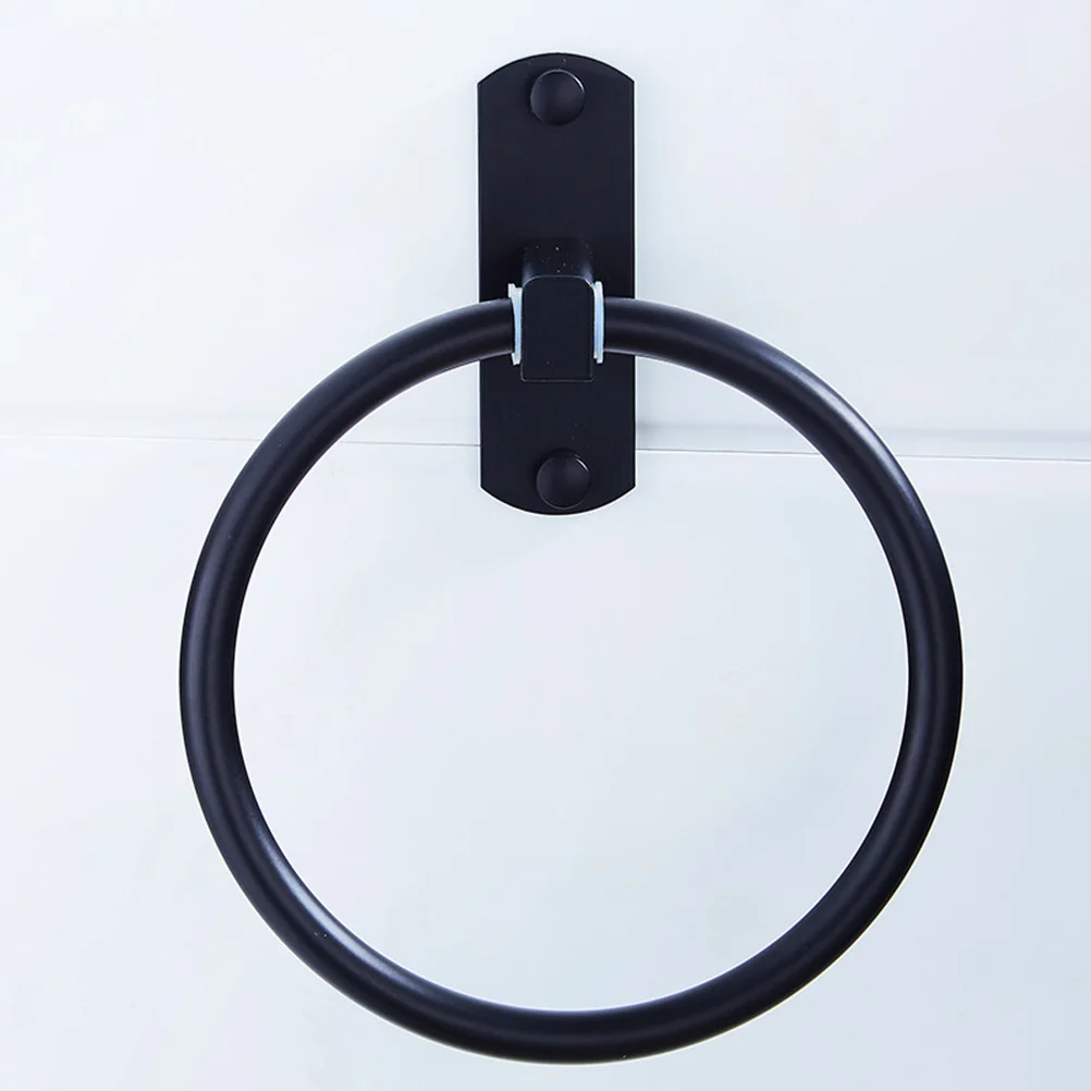

Black Space Aluminum Towel Ring Wall Mounted Round Towel Rack Bathroom Accessory Easy Install Durable Elegant Design
