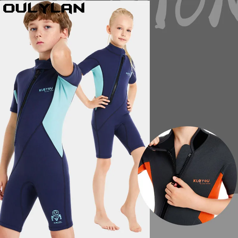 

Oulylan 2 MM Wetsuit for Boys and Girls Kids Bathing Suit for Beach Professional Swimsuit One Piece, Surfing Shorty Diving