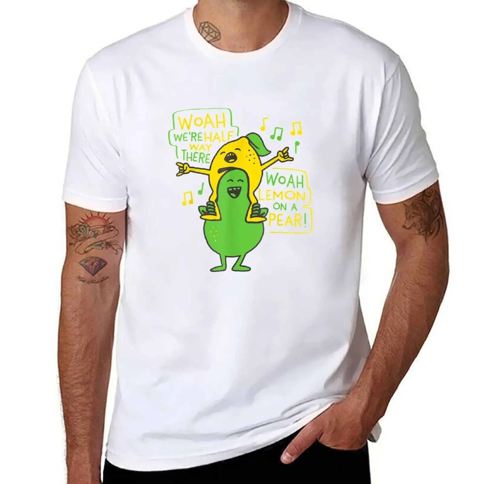 Lemon On A Pear Funny Foodie Lyric T-Shirt t shirts for man slim fit man t shirt cotton high quality T-Shirt