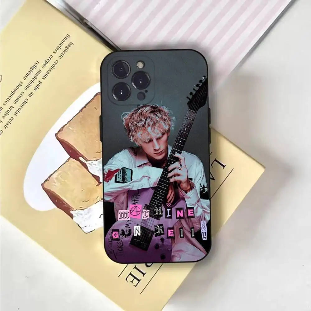 Funda de teléfono M-MGK Machine Gun Kelly para iPhone 6,17,16,15,14,13,12,11 Plus,Pro Max, XS,X,XR,SE,Mini,8,7, funda negra de silicona suave