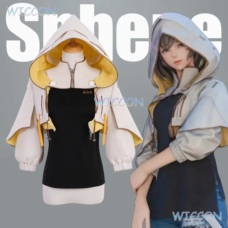 معطف أبيض مع قبعة الزي Sphene شعر مستعار تأثيري Sefina تأثيري FF14 Sefina زي الكبار الإناث تأثيري ملابس حفلات الهالوين