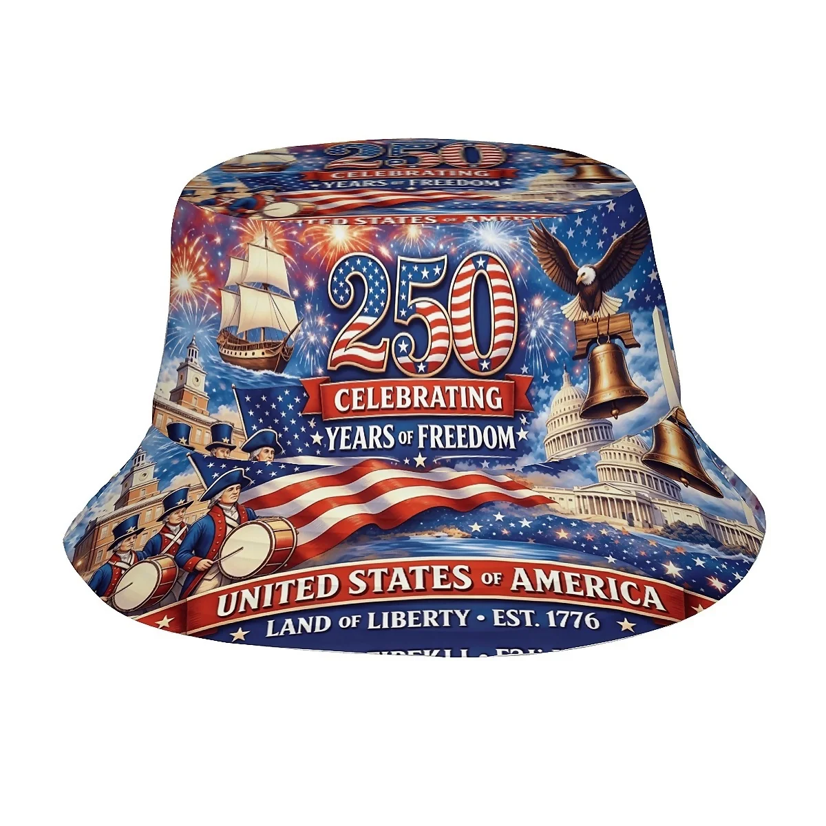 1pc United States 250Th Anniversary American Freedom Celebration Unisex Printed Fisherman Hat, Stylish Hat with Fun Stylish