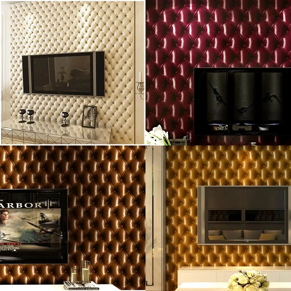 

Luxury European Style 3D Embossed Faux Leather Soft Wall Covering Wallpaper for TV Background Wall Bedroom Living Room Entryway