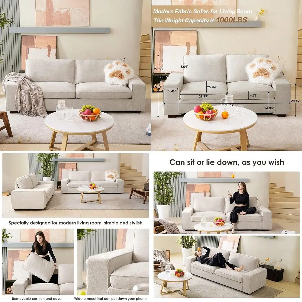 

Living Room Velvet Recliner Sofa Small Sofa, Loveseat for Apartment, Storage Sofa with Solid Wood Frame 93.7inch, Beige