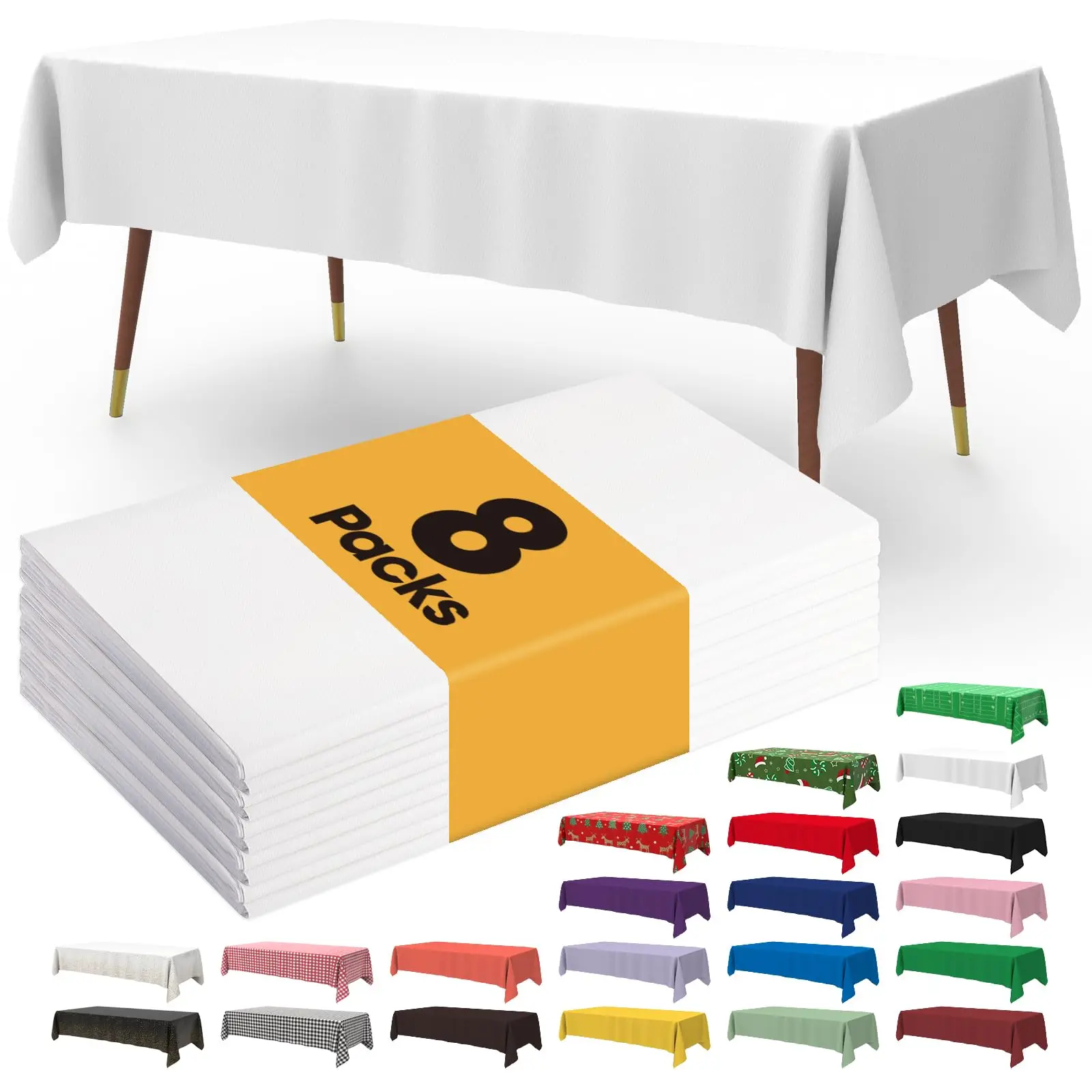 Plastic tablecloth disposable - 8 packs, tablecloth for rewinding tables, 54 