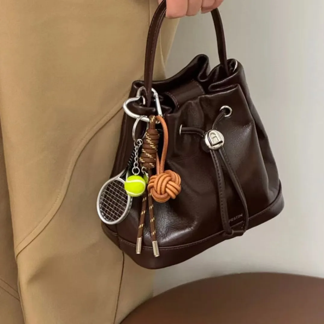 

New Ins Personalized Creative Baseball Couple Bag Pendant Car Key Pendant Mountaineering Rope Cowhide Rope Ball Accessories