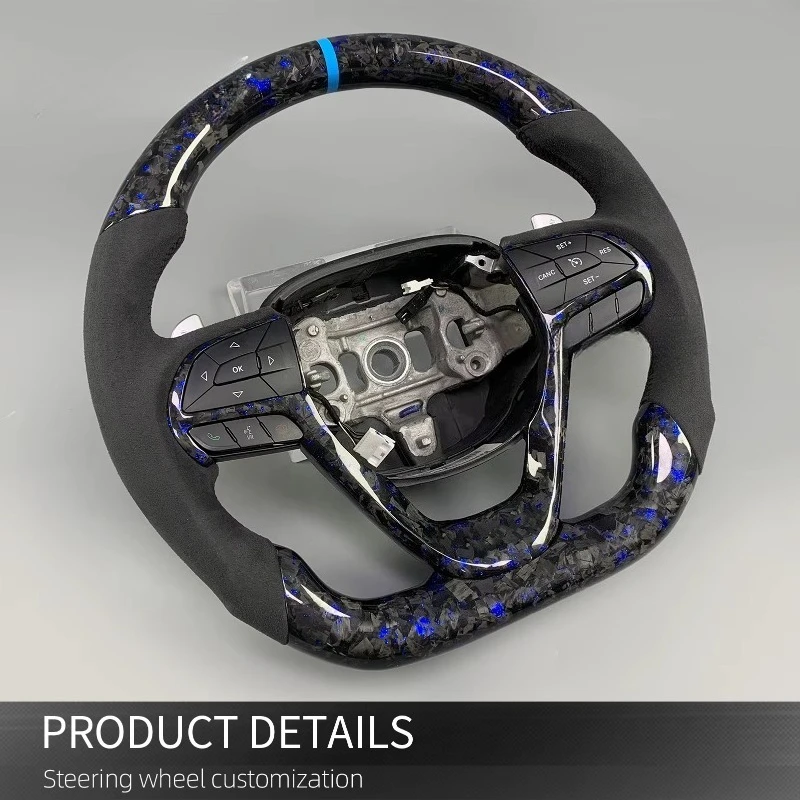 For Jeep Grand Cherokee WK2 Trailhawk Summit Overland 4x4 2014-2022 Custom Black Forged Carbon Fiber Steering Wheel Upgrade