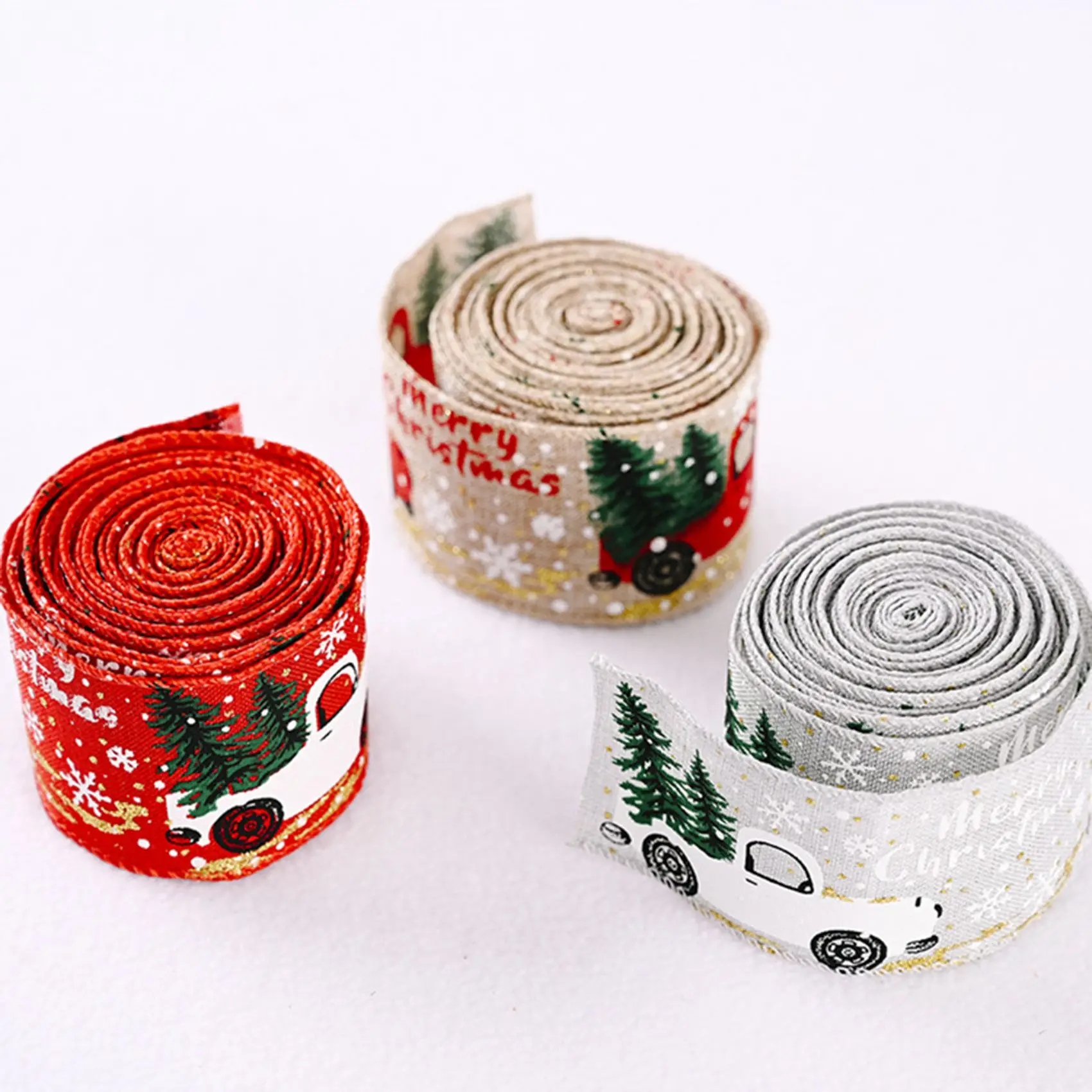 3PCS Christmas Celebration Supplies, Car Christmas Tree Ribbon, Decorative Ribbon, Ribbon, Creative Ribbon White