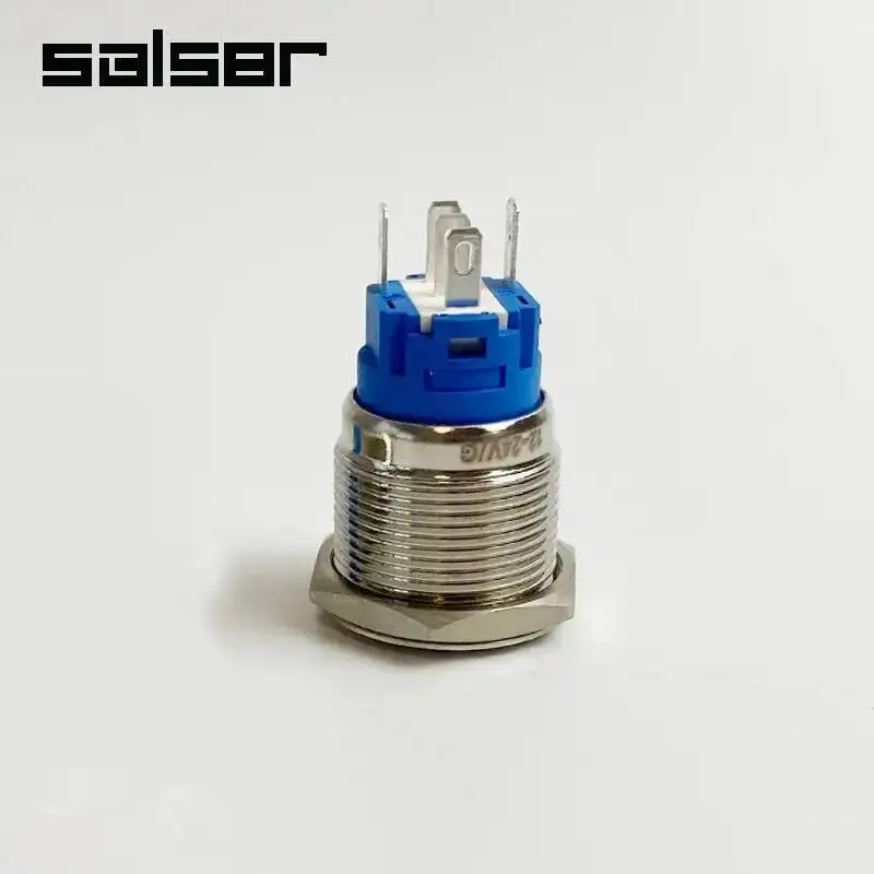 19mm Waterproof LED Light Anodize Black Momentary Latching Car Engine PC Power 3-380V DIY Metal Push Button Switch