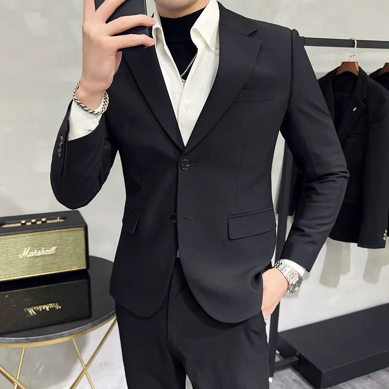 2023 Brand Clothing Men Spring High Quality Casual Business Suit Male Slim Fit Fashion Groom Tuxedo/Man Solid Color Dress Blazer