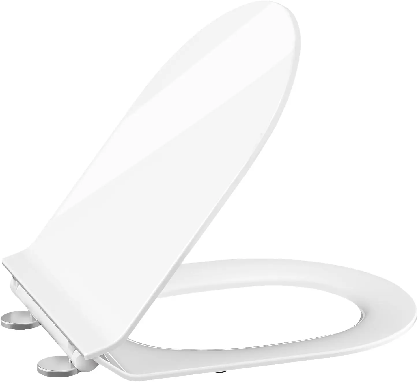 D-Form WC-Sitz mit Absenkautomatik – ultradünner, doppellagiger UF-Duroplast Toilettendeckel – Schnellverschluss, verstellbare Scharniere, leicht zu reinigen – ideal für Gewerbe, Hotels, Bäder –