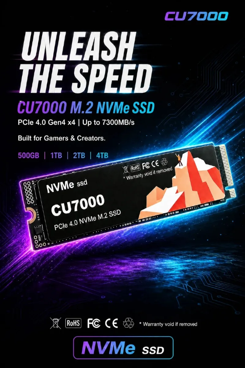 CU7000 SSD M.2 NVMe Internal Solid State Drive High Speed 7300MB/s PCIe 4.0 Gaming Drive Works for PS 5 Laptop PC Hard Disk