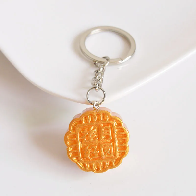 Mid-Autumn Mooncake Keychain Personality Simulation Resin Key Ring Bag Pendant Event Small Gift