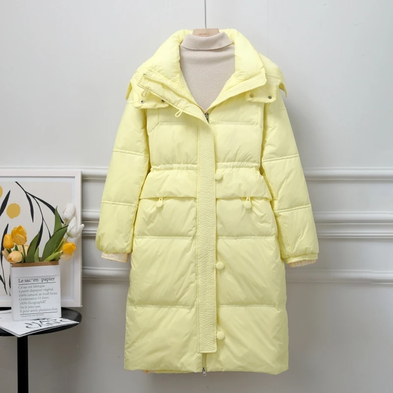

Casual Women Solid Loose Hooded 90% White Down Long Parkas Winter Female Thick Warm Down Coat Snow Jacket Lady Outwear