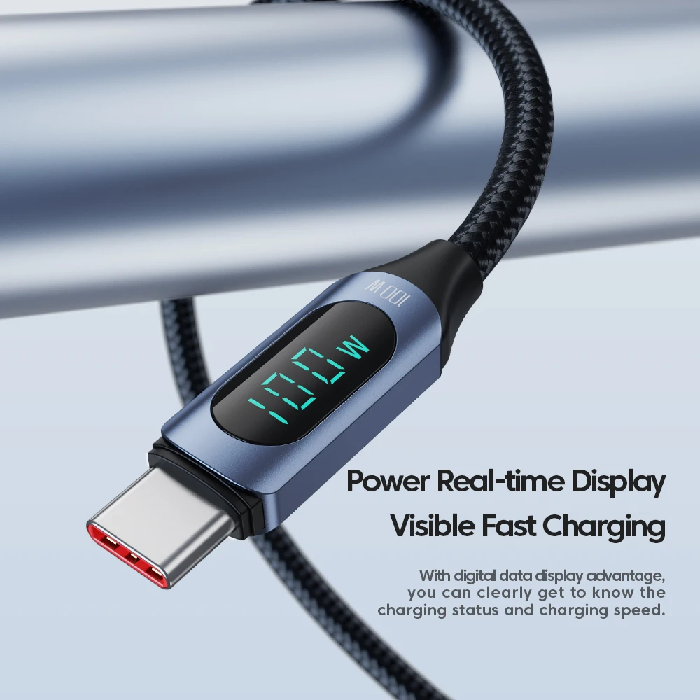 Toocki X03 100 واط USB C إلى C كابل آيفون 15 5A شاشة ديجيتال عالية السرعة نوع C سلك لسلك بيانات شاحن سامسونج الملونة