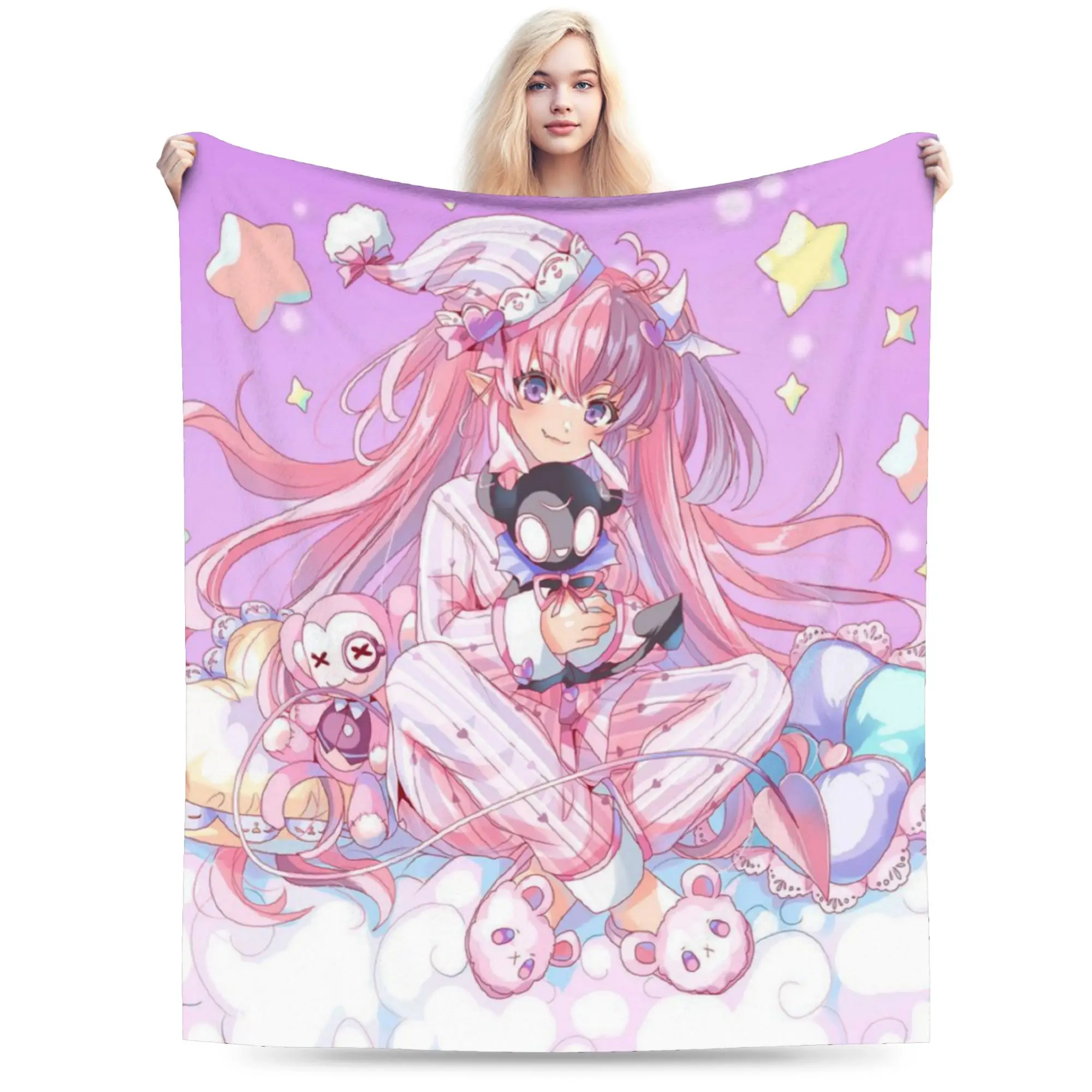 Warm Soft Blanket Camping Ironmouse Vtuber Throw Blanket Funny  Bedspread For Outdoor