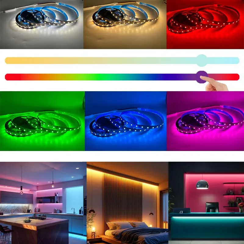 Tuya Wifi 5in1 LED مجموعة أضواء الشريط DC12V 5050 RGBCCT RGB + W + WW APP/الصوت/التحكم عن بعد Smartlife لـ Alexa Google Home 1M-5M