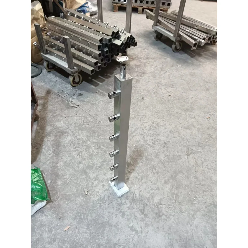 custom.304 Stainless Steel Column Glass Railing Balcony Balustrade Floor Mounted Stairs Application