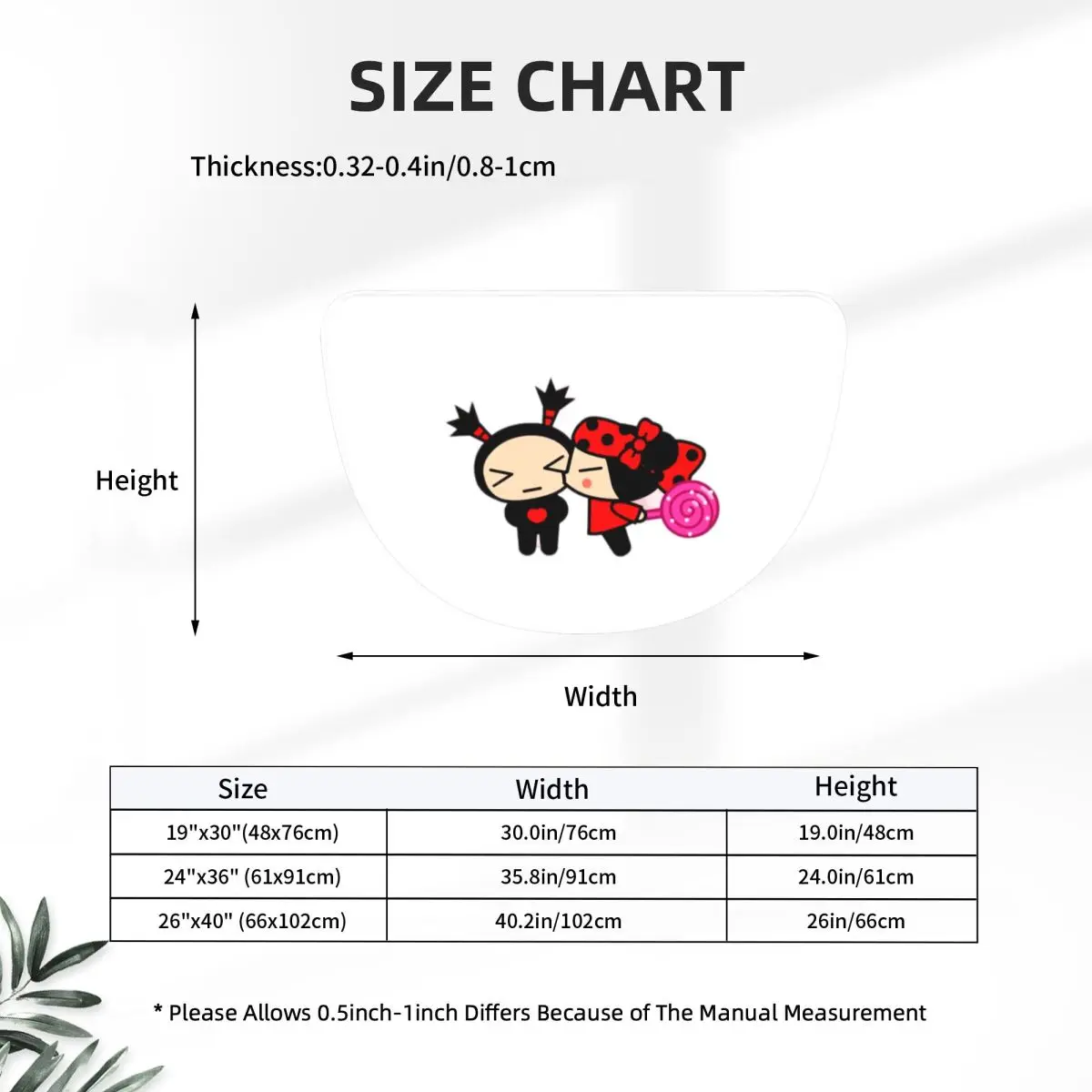 Pucca And Garu Love Soft Flannel Half Round Doormat Non Slip Bathroom Mat Absorbent Floor Carpet for Garage