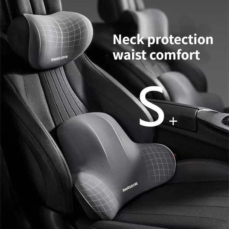 Car Neck Headrest Pillow Memory Foam Waist Cushion Lumbar Support Backrest Travel Neck Cushion Protection Car Vehicle Supplies