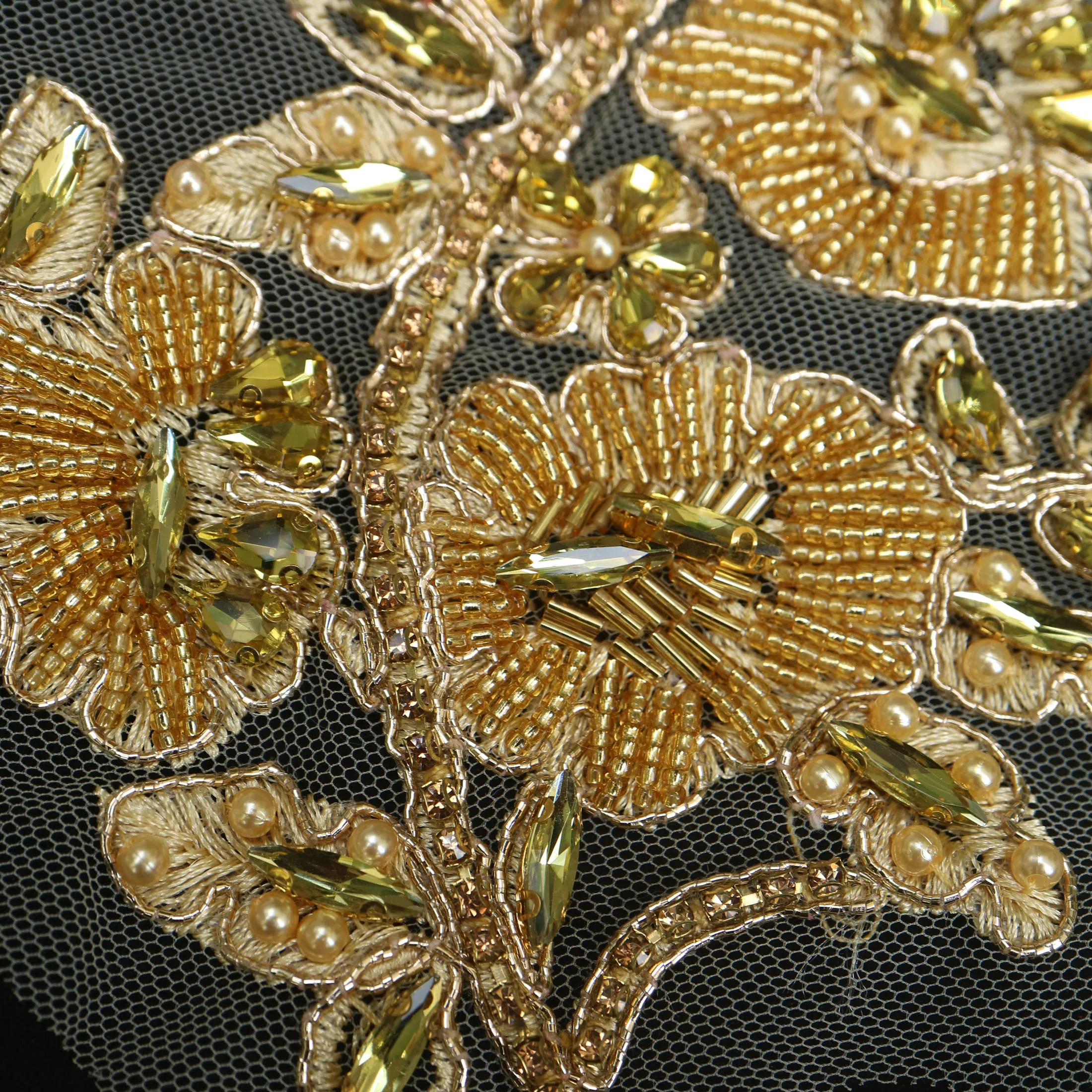2 Stück/Paar Luxuriöse Glas-Strass-Perlen-Applikationen für Kleidung, DIY-Applikationen zum Aufnähen, Blumenapplikationen für Hochzeitskleider, Stickerei – Detail 3
