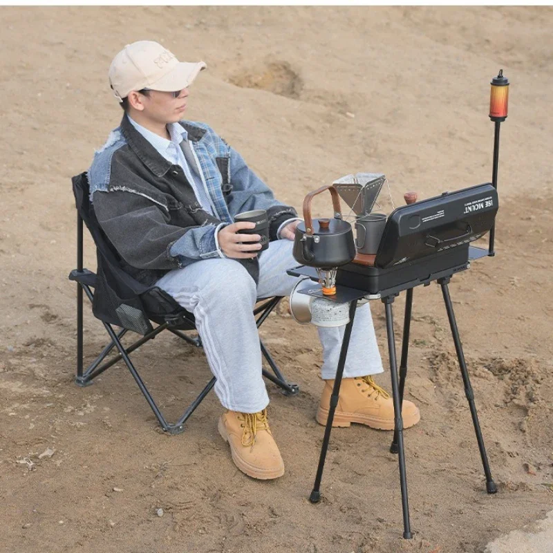 New Camping Table All-in-One Foldable Design with Light Mount Expandable Base for Easy Outdoor Cooking Portable Picnic Essential