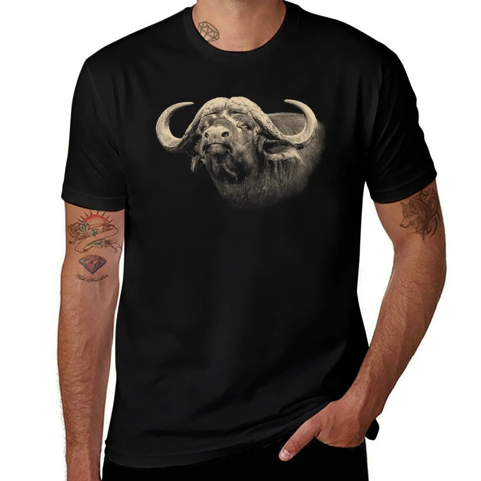 Buffalo Head in Vintage Sepia T-Shirt new edition shirts graphic fruit of the loom mens t shirts