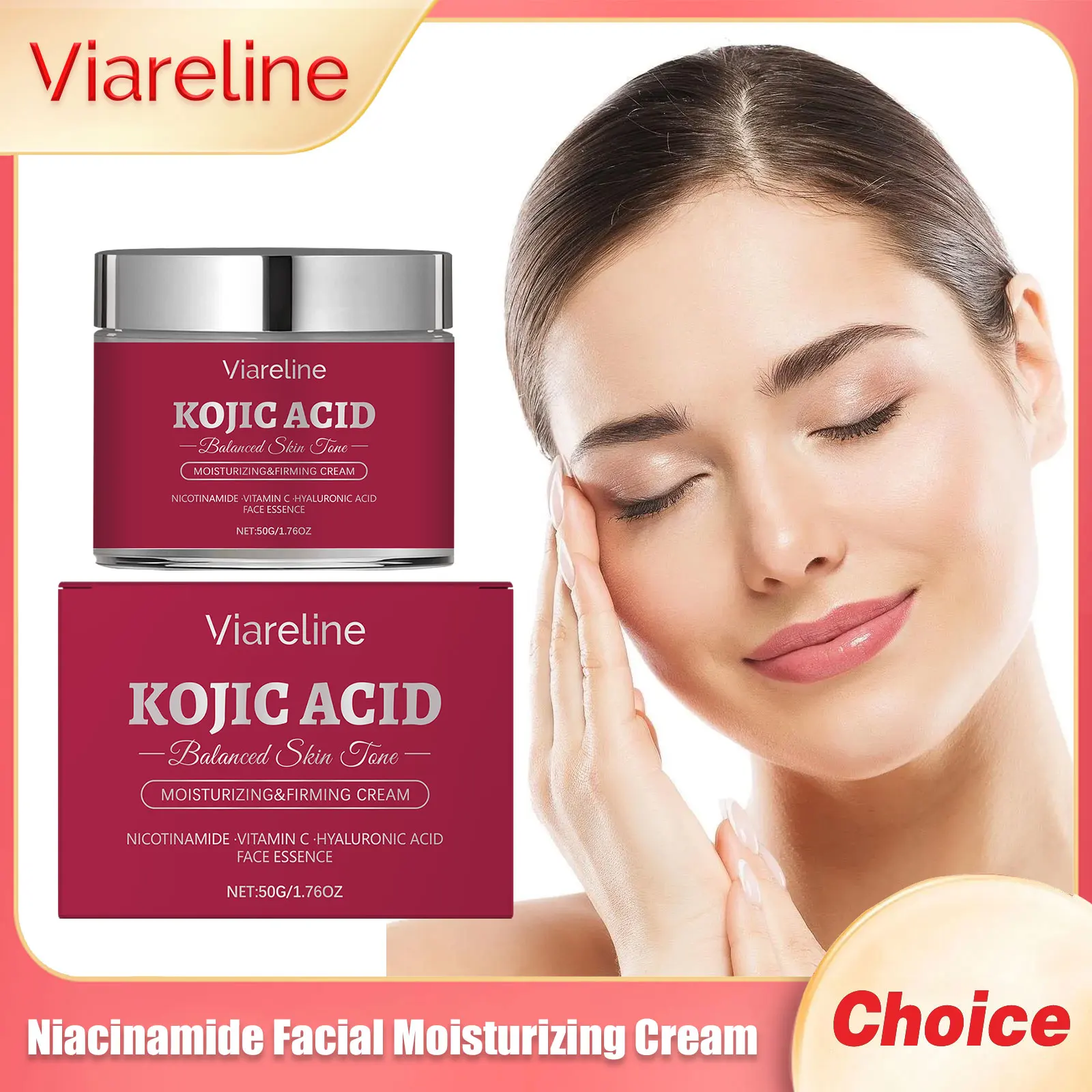 Viareline Niacinamide Facial Moisturizing Cream Remove W-rinkle Keep Elasticity Nourish Brighten Shrink Pore Face Firming Creams