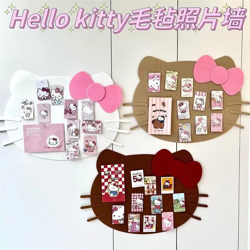 Nowy Sanrios HelloKitty Anime Kawaii Felt Photo Wall Kt Small Card Postcard Cartoon Diy Wooden Board Pendant Girl Home Decoration