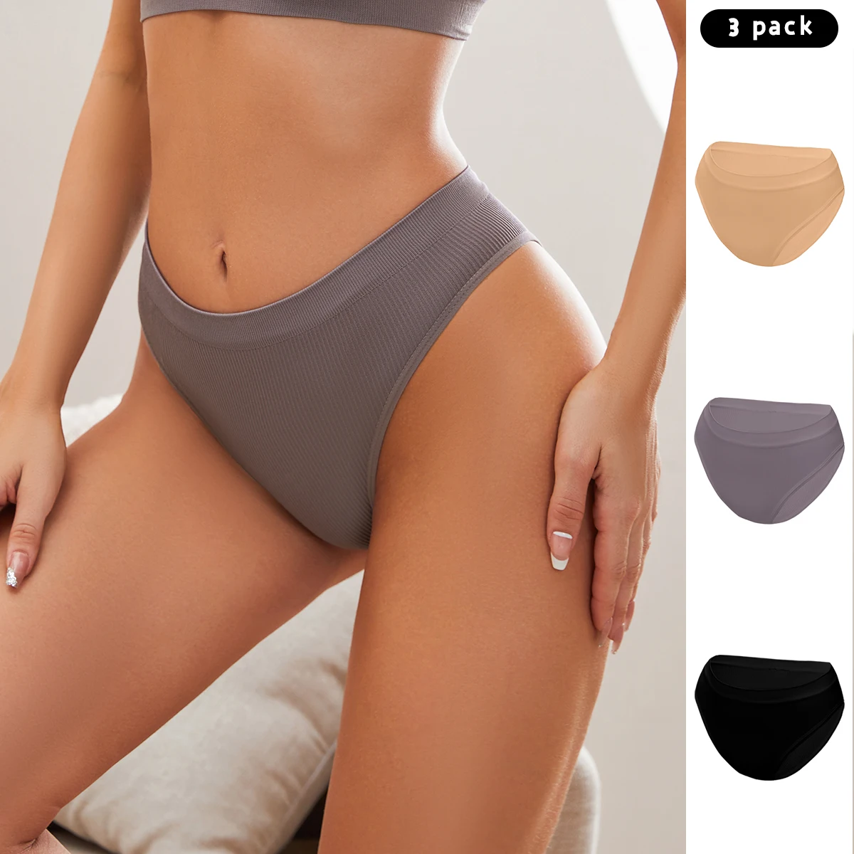 3 pcs High Quality Ladies Panties Comfortable Soft Thongs For Women Seamless Bikini