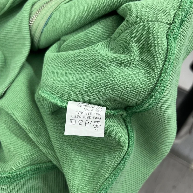 سترات بسحاب مطبوعة برسوم كارتونية من Green Washed VALLEY للرجال والنساء من القطن الخالص بغطاء للرأس كبير الحجم أمريكي عتيق