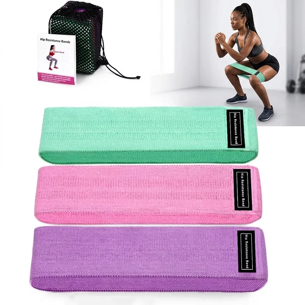 3pcs Sport Resistance Bands Set for Home Fitness Yoga Pilates CrossFit Resistance Level Workout Booty Bands for Women and Men