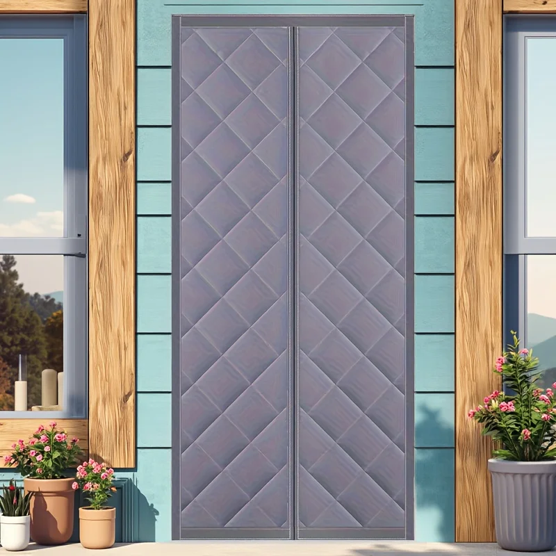 1 Piece of Winter Magnetic Insulation Door Curtain, Thickened and Encrypted To Keep Warm Without Punching Holes, Self-priming