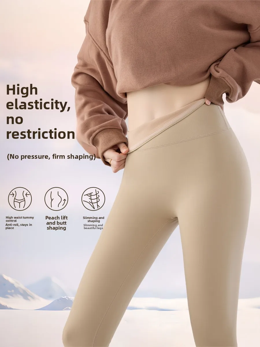 Pantaloni da yoga in pelle arca foderati in Fce a vita alta Pantaloni da donna autunno inverno primavera con serraggio termico addome Faion