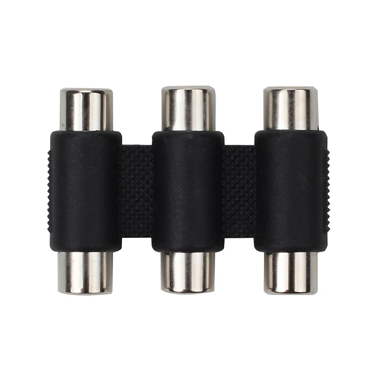 2 Buah Konektor Video Audio 3RCA Adaptor Perempuan Ke 3RCA Perempuan Ke Perempuan RCA AV Coupler Kabel Adaptor Konektor