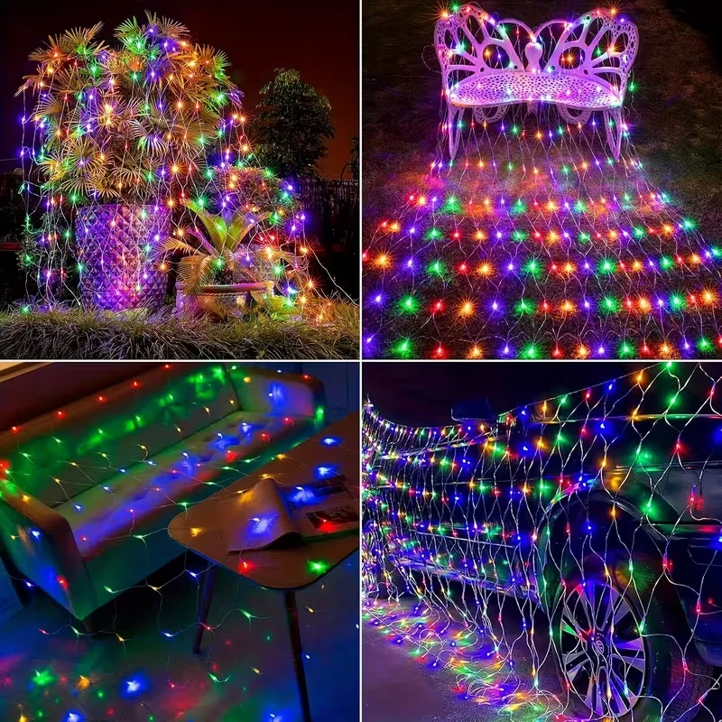 

3 м 600 светодиодов RGBIC уличные сетчатые фонари гибкие матричные сетчатые фонари для улицы водонепроницаемые вечерние патио задний двор садовый декор