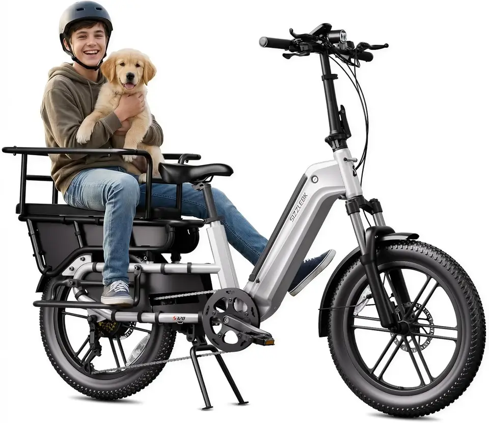 Sizzlebk Family Electric Bike Aluminum Frame, Peak 1500W Motor, 20" x 3.0" Fat Tire Ebike, 48V 15Ah Removable Battery, R