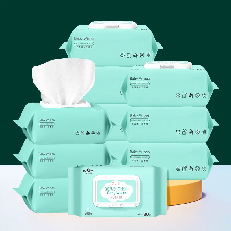 80 stks Baby Specifieke Reinigingsdoekjes Baby Hand en Mond Natte Doekjes Draagbare Hydraterende Gezichts- en Handdoekjes Onderweg Huidverzorging