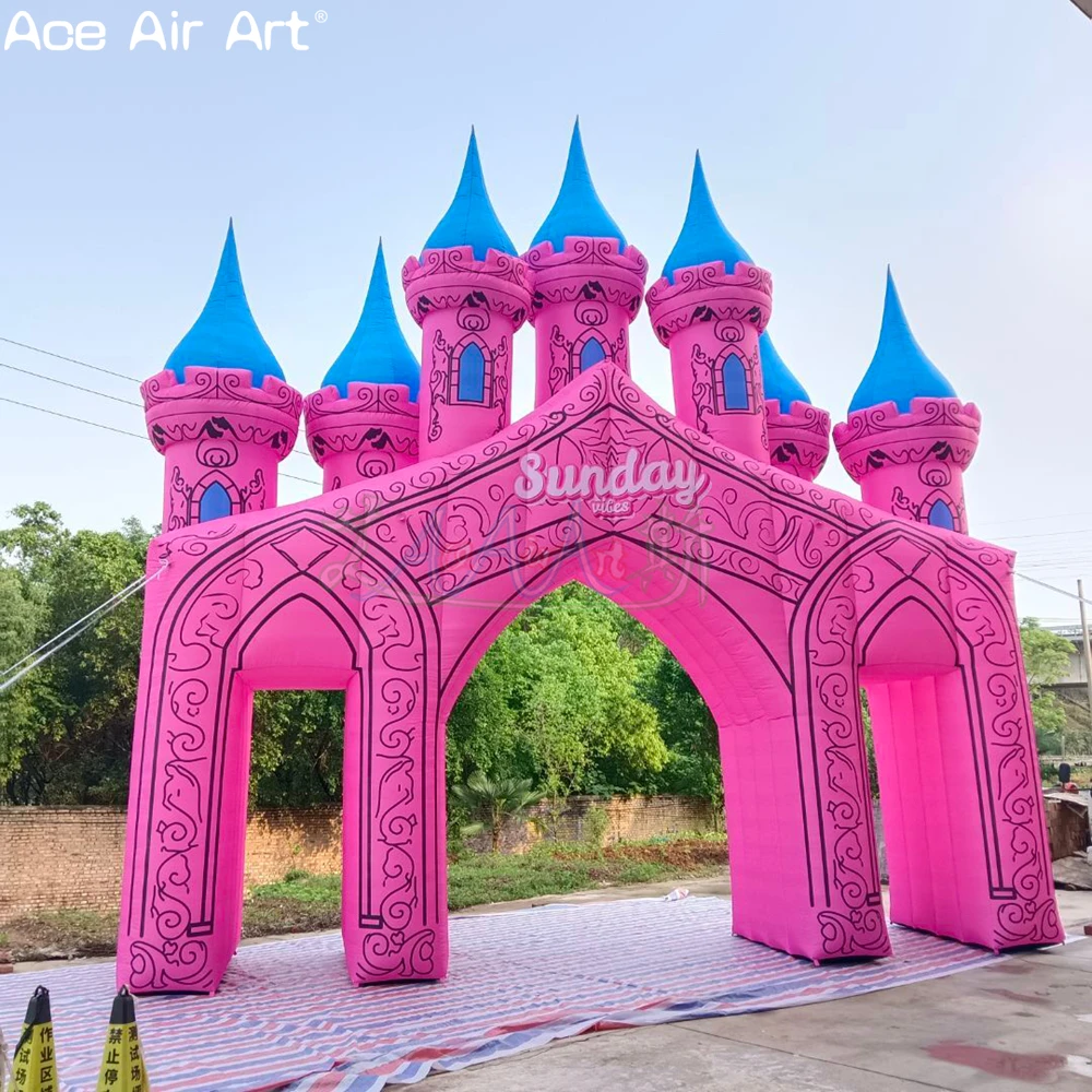 Pink Inflatable Castle Arch, The Enchanted Gateway to Princess-themed Parties and Magical Events