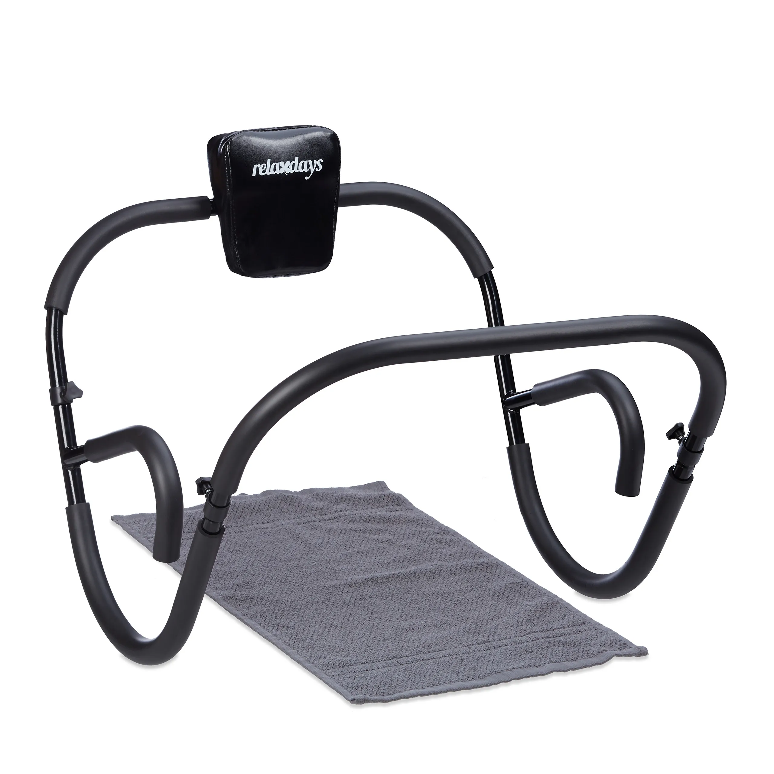 Image of Bauchtrainer mit gepolsterter Nackenstütze, für Bauch- und Rückentraining zu Hause, faltbar, Metall, 66 x 70 x 70 cm, AB Roller, Relaxdays
