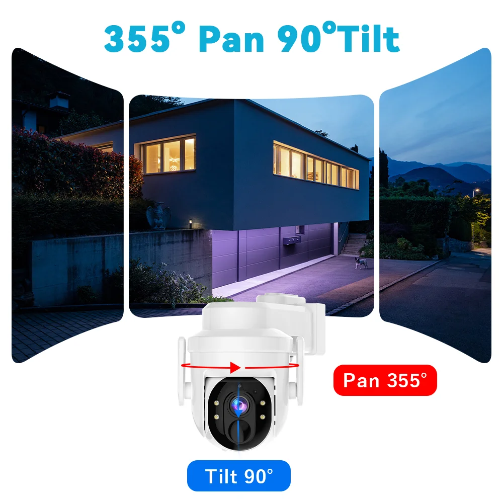 Woolink Solar Security Camera Wireless WiFi Outdoor 3MP Home Surveillance IP65 PTZ Waterproof Color Night Vision Two Way Audio