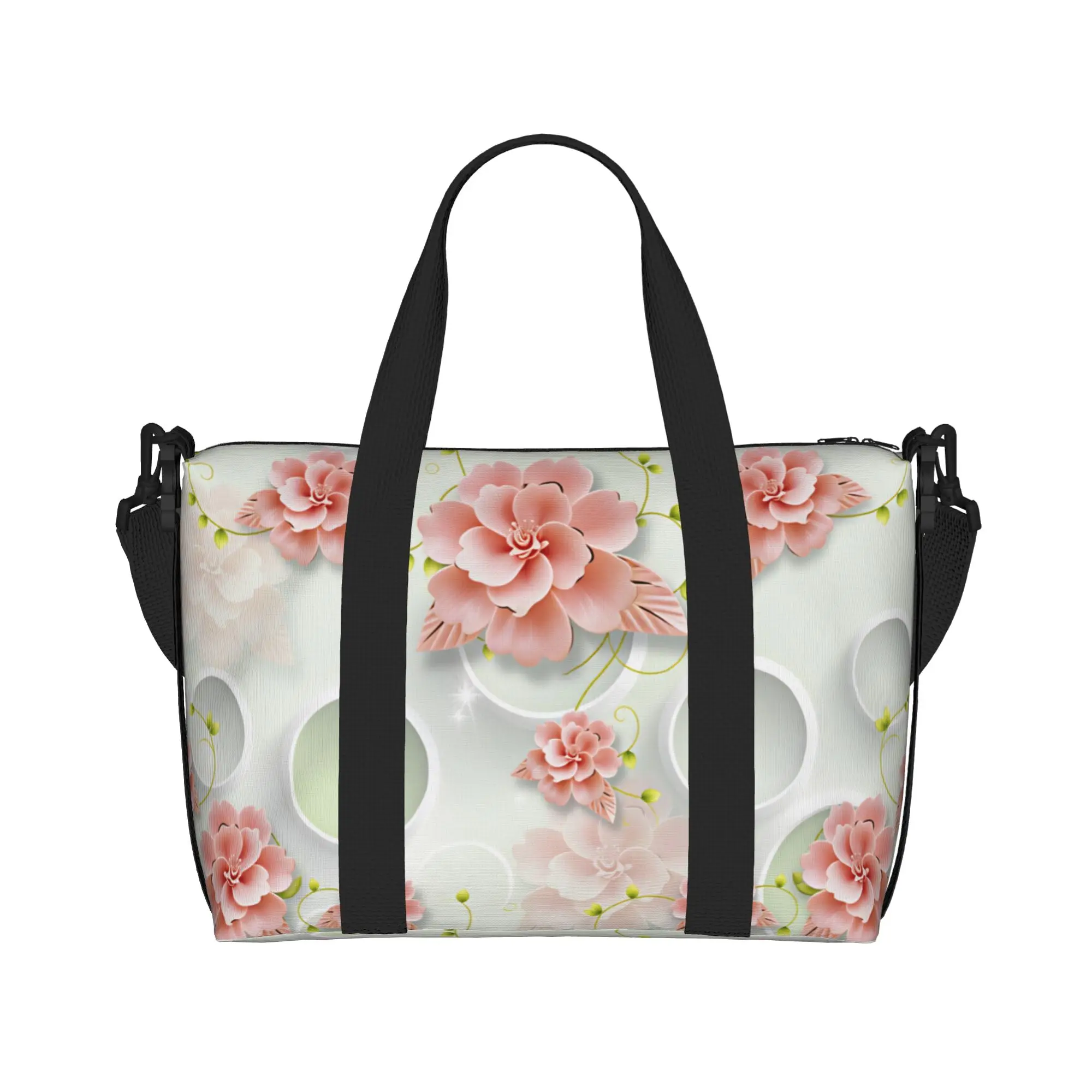 Custom Large Luxury High 3D Floral Tote Bag Women Fashion Trend 3D Flowers Shopping Shoulder Beach Gym Travel Bag